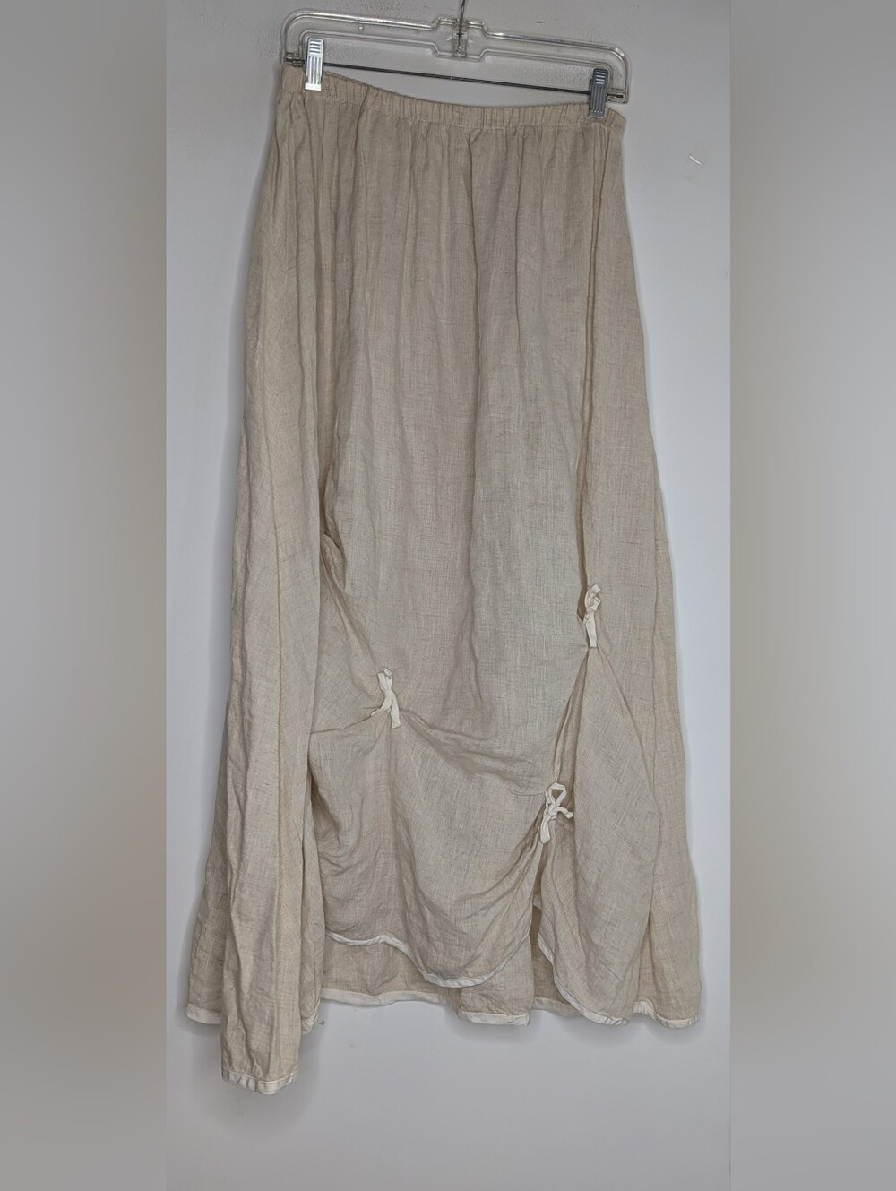Bodil • 100% Linen Peasant Style Knot Tie Maxi Skirt Lagenlook size large